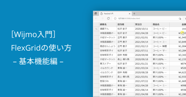 ［Wijmo入門］FlexGridの使い方 – 基本機能編 –