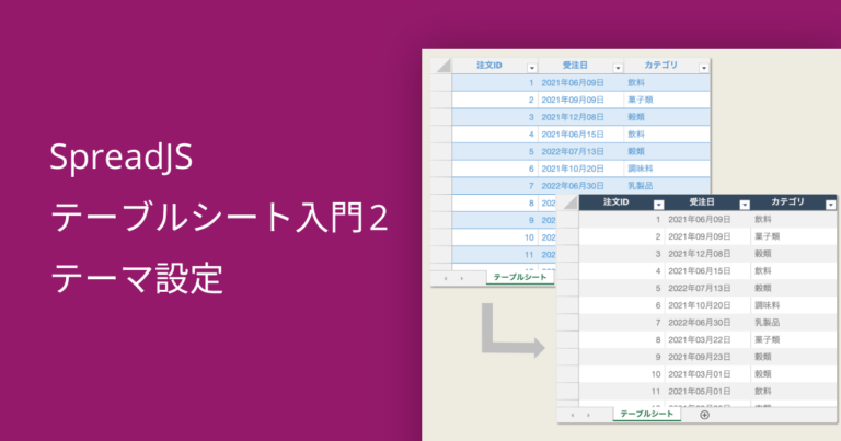 SpreadJS テーブルシート入門2 テーマ設定