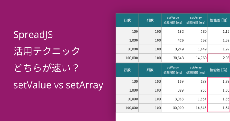 SpreadJS活用テクニック どちらが速い？ setValue vs setArray
