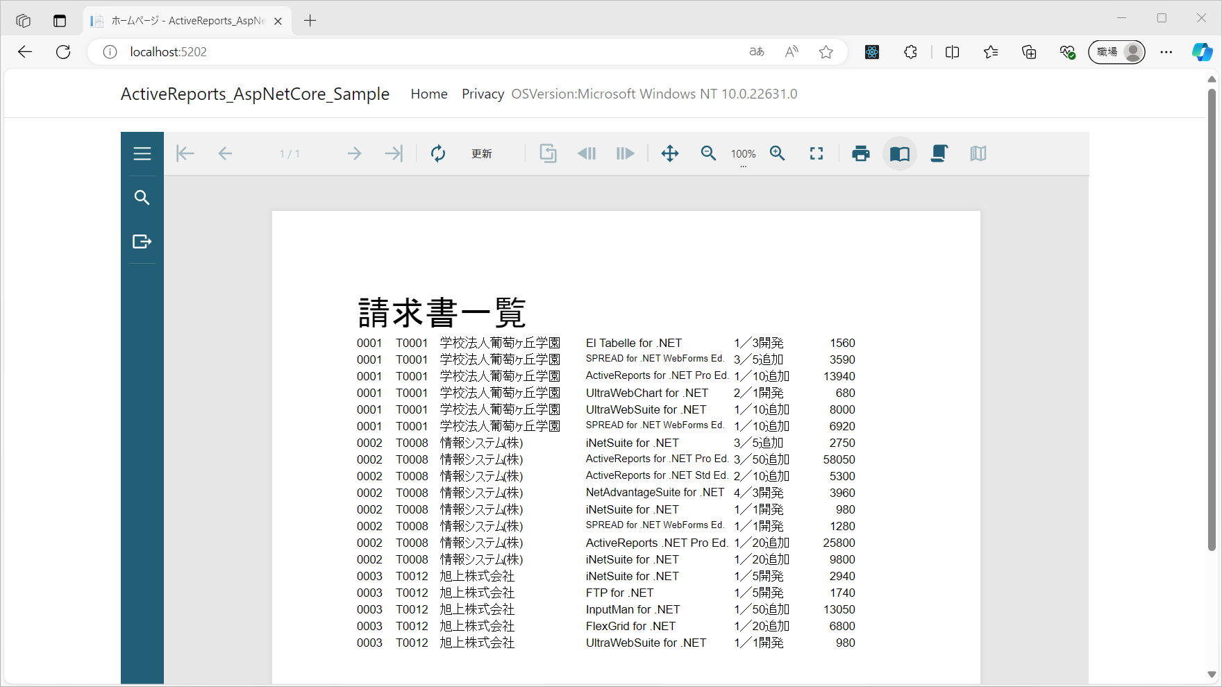 Windowsで表示