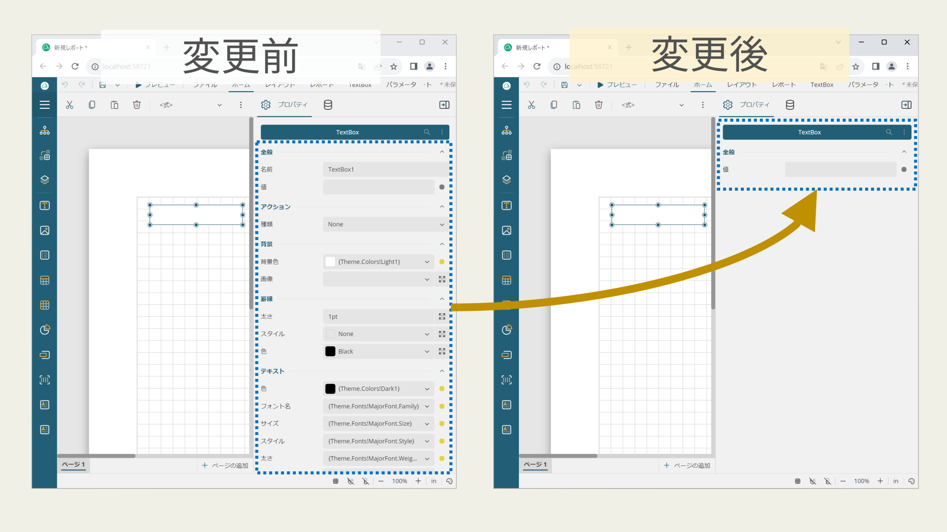 表示されるプロパティの制御