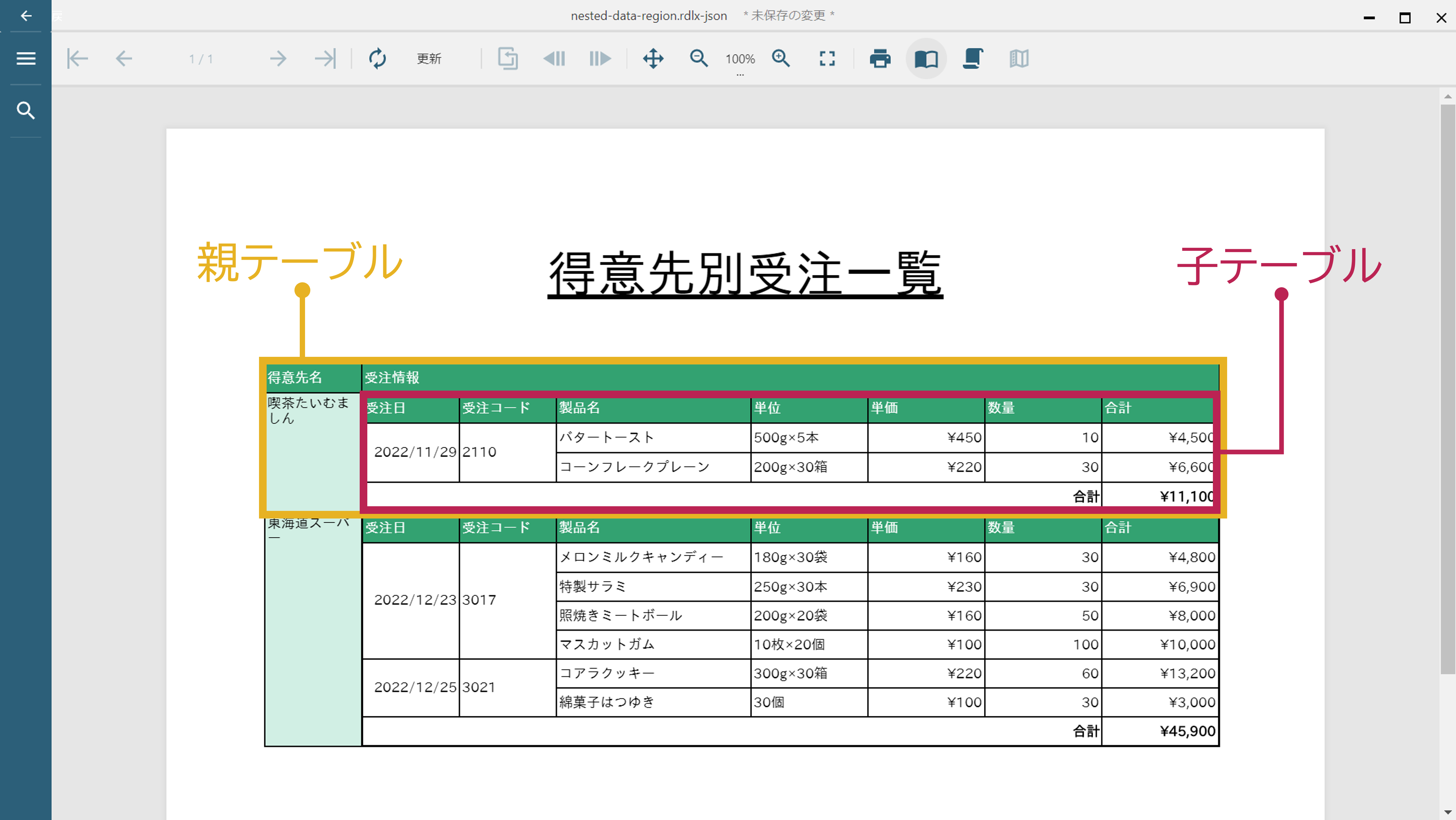 マスター詳細レポート