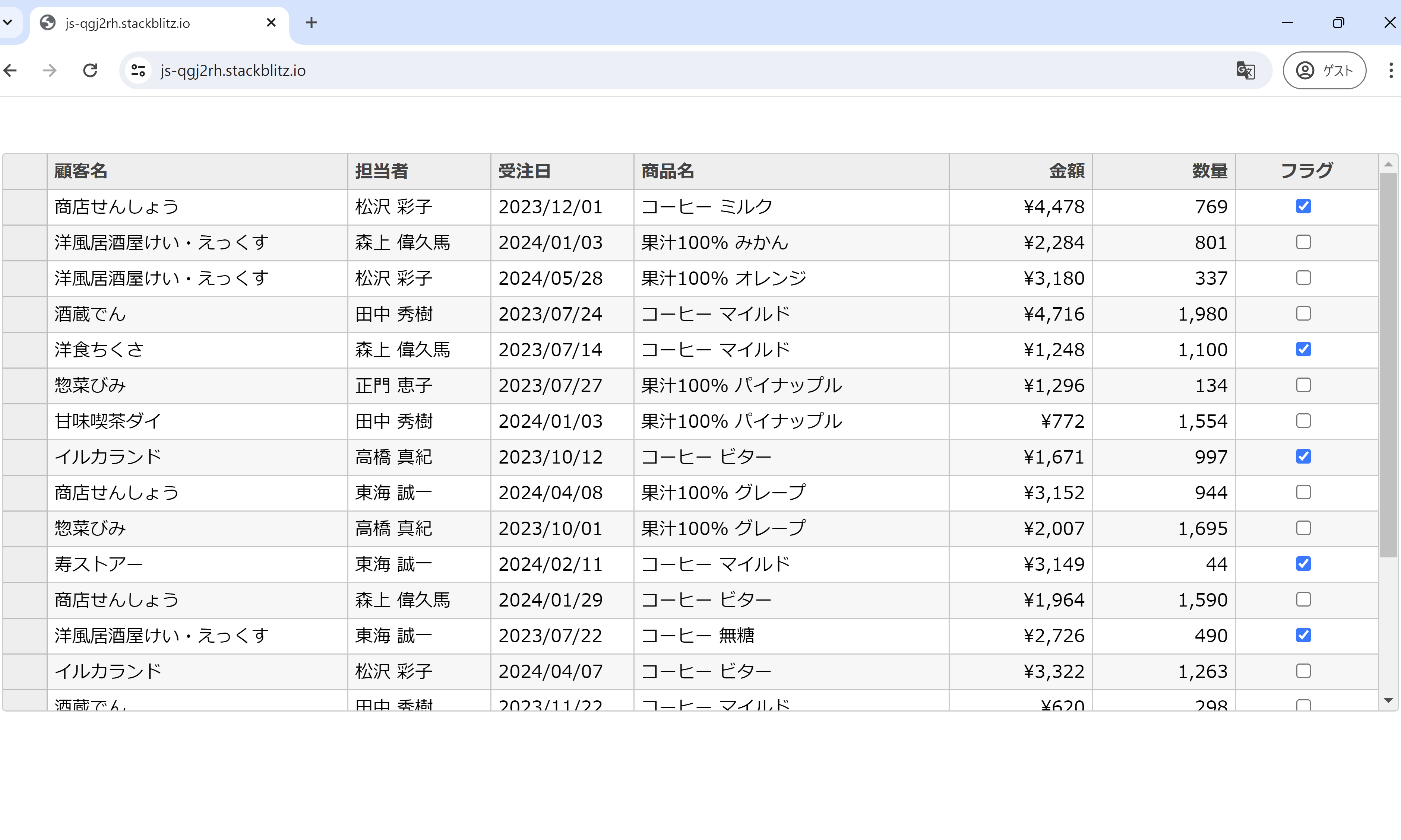 Wijmoで作成した一覧表画面