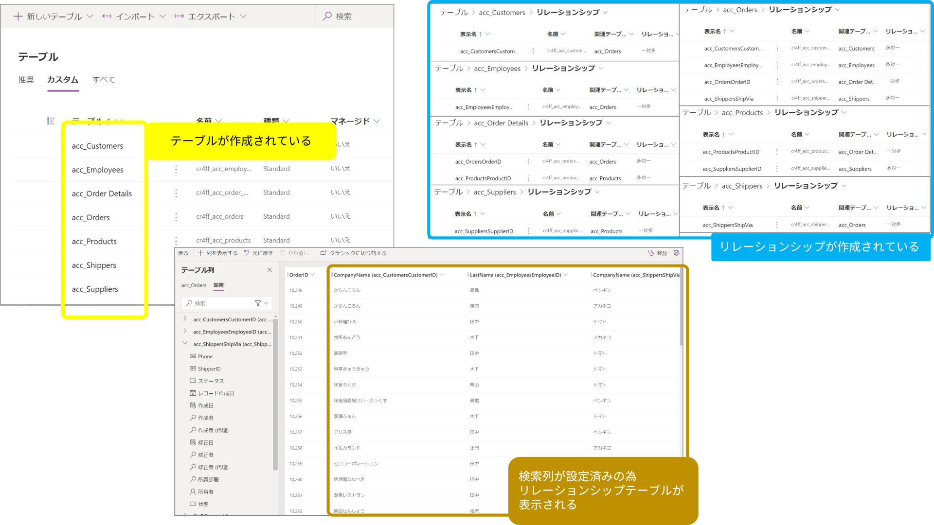 Accesssエクスポートの結果