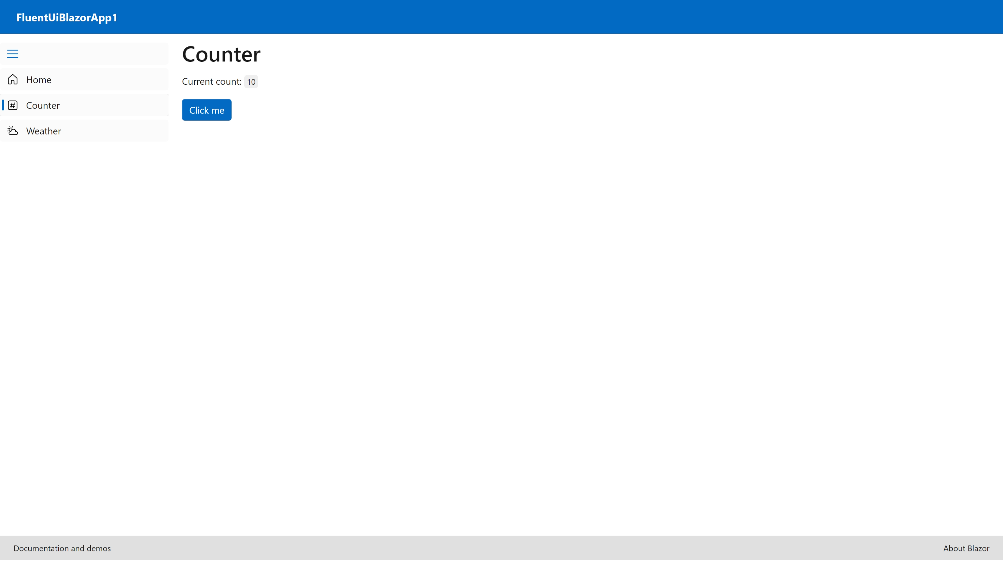 各ページで使用されているFluent UI Blazorコンポーネント（Counter.razor）
