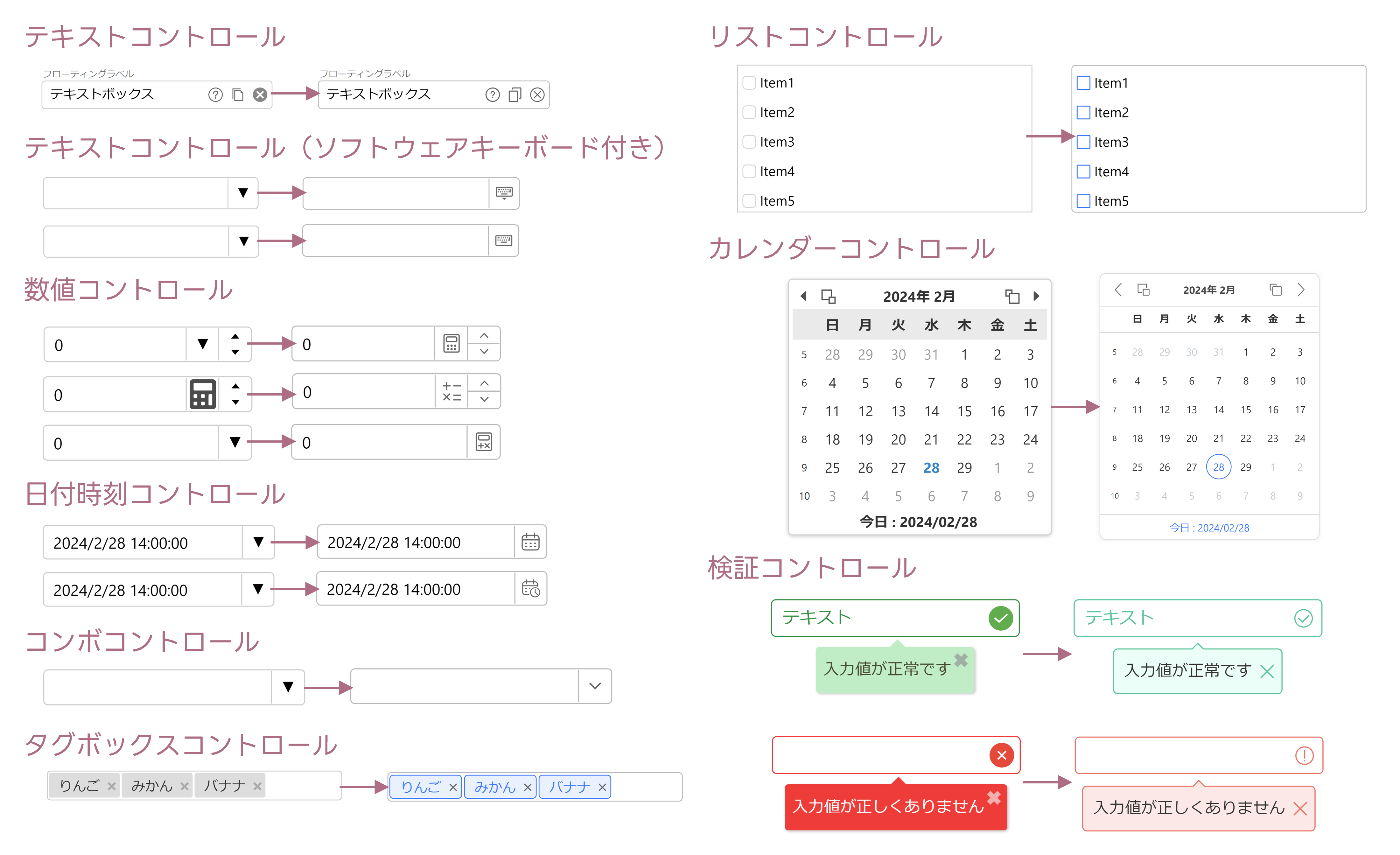 各コントロールに新しいデザインを追加