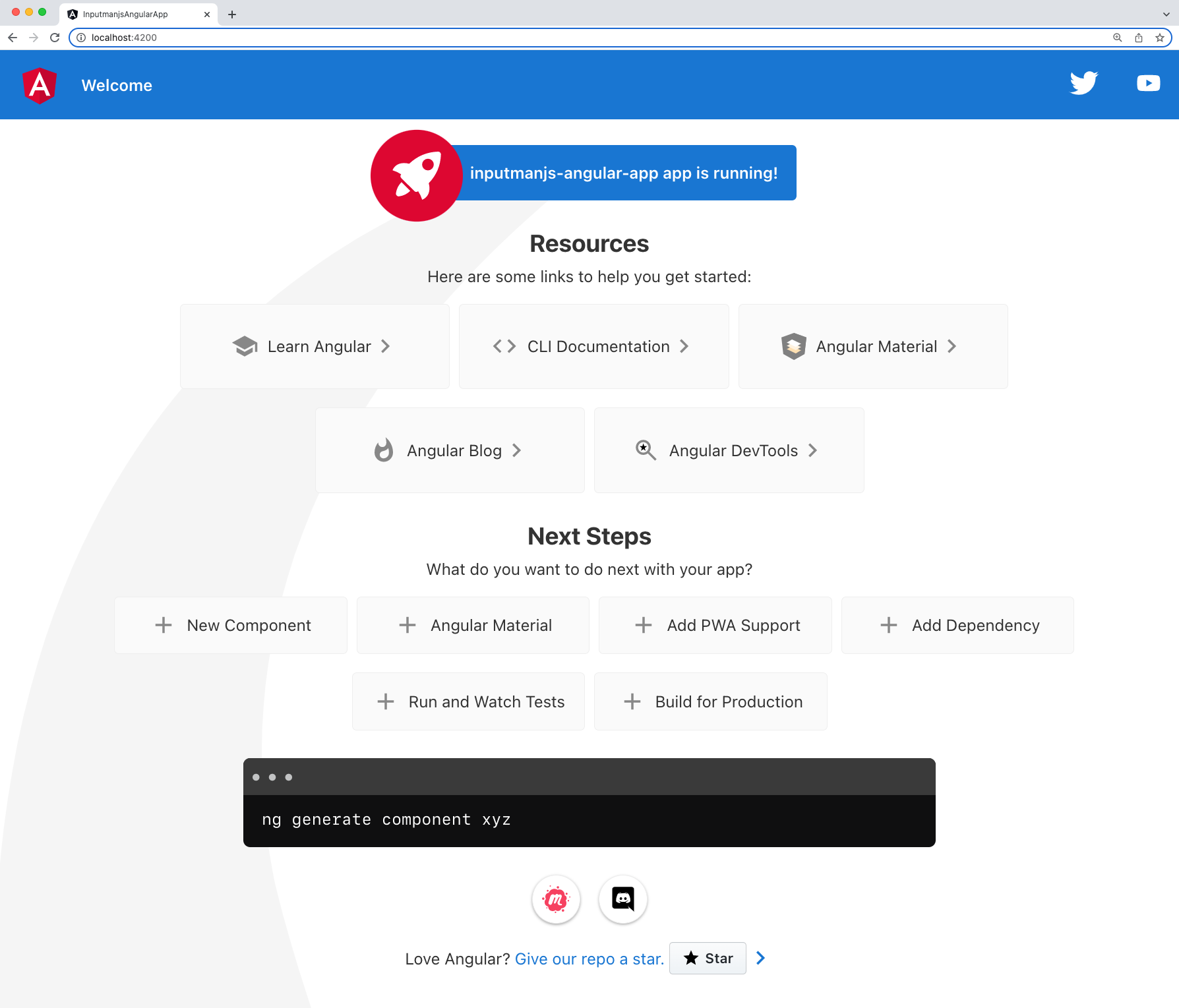 Angularプロジェクトの実行