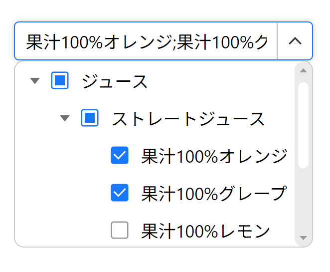 コンボコントロールのツリービュー機能
