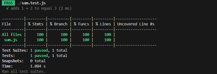 sum.jsのテスト結果