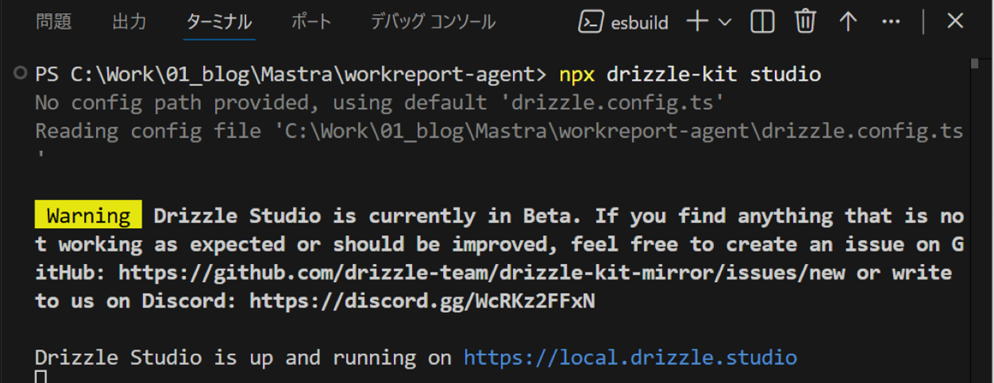 Drizzle Studioを起動