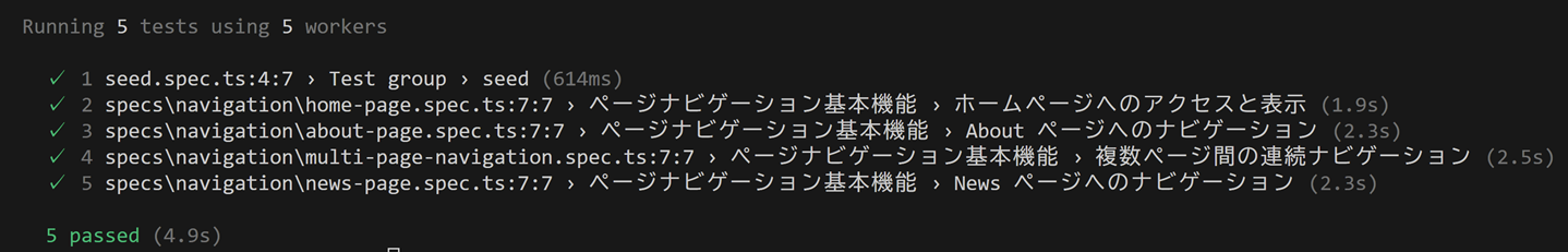 修正したテストの実行