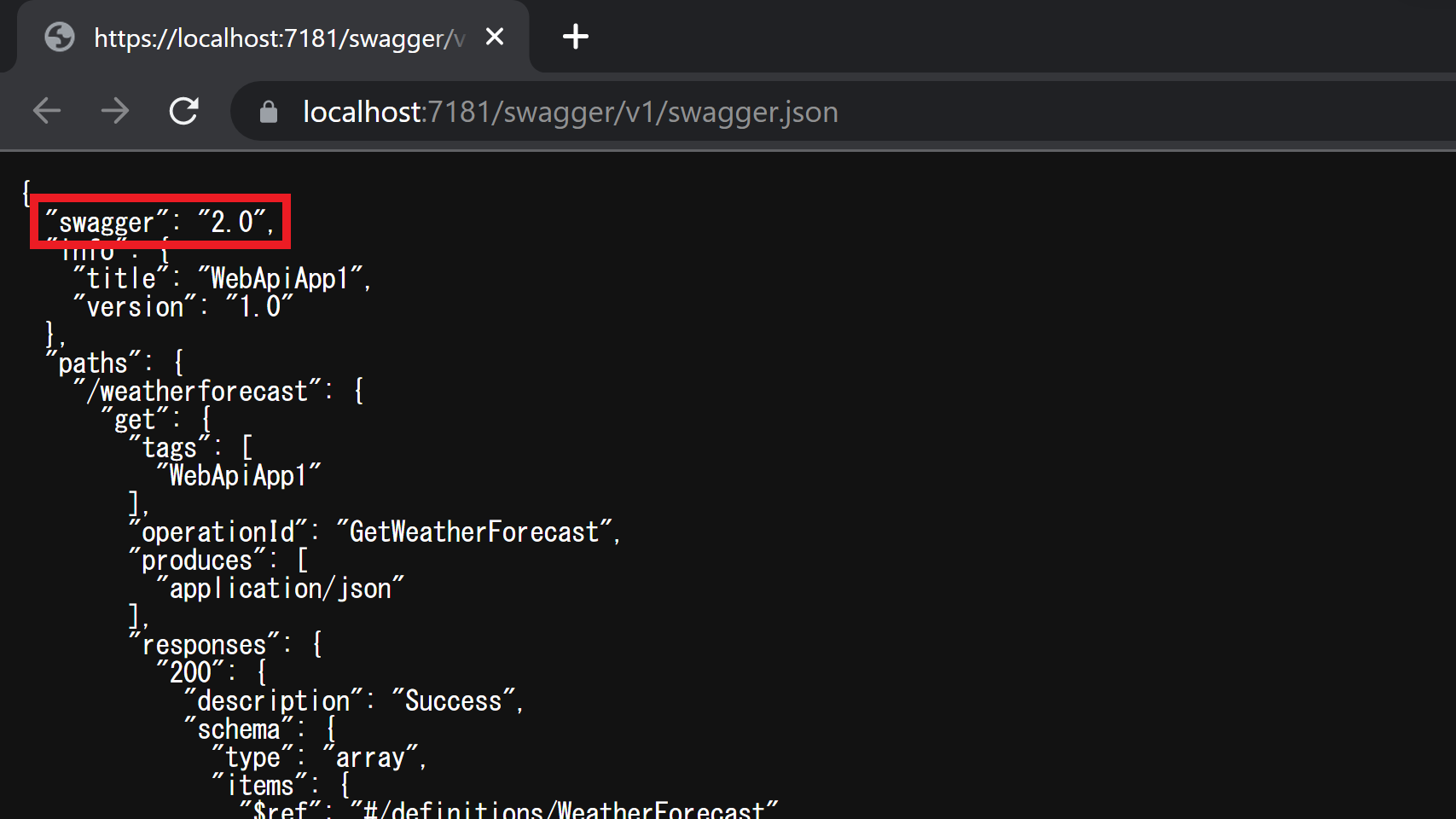 OpenAPI（Swagger）仕様のバージョンを2に設定