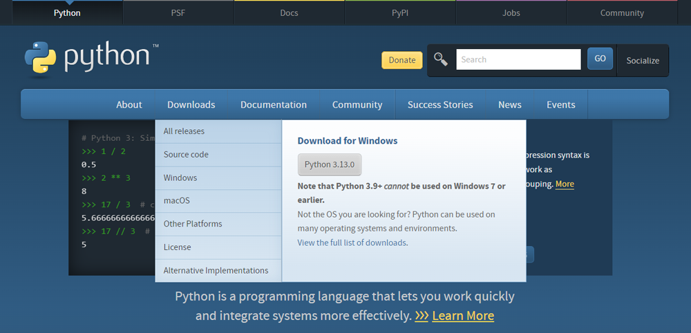 Python公式サイト