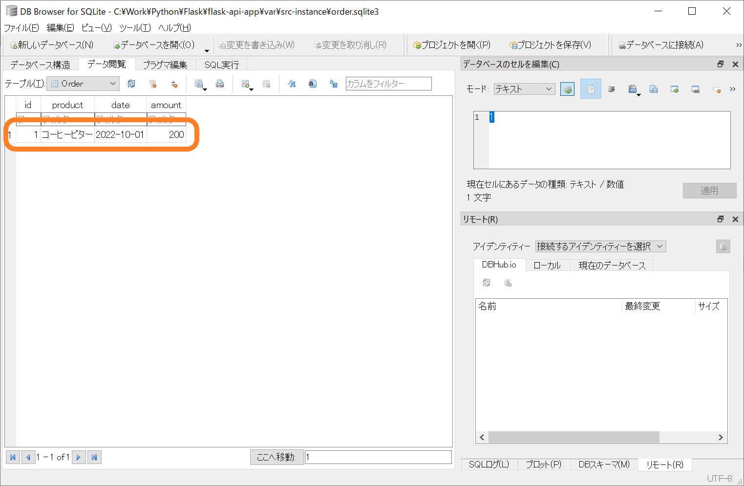 登録されたデータ