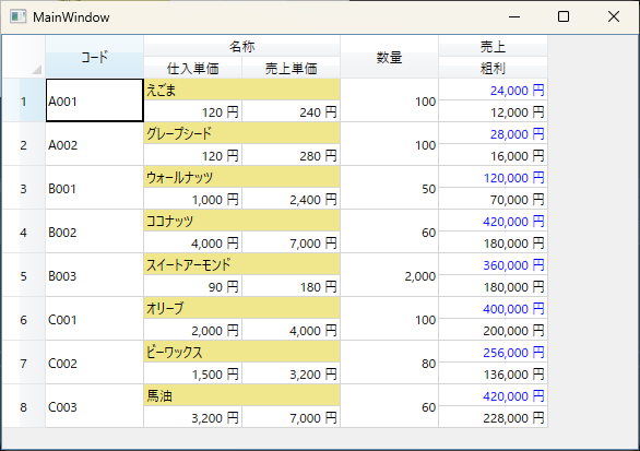 1レコード複数行