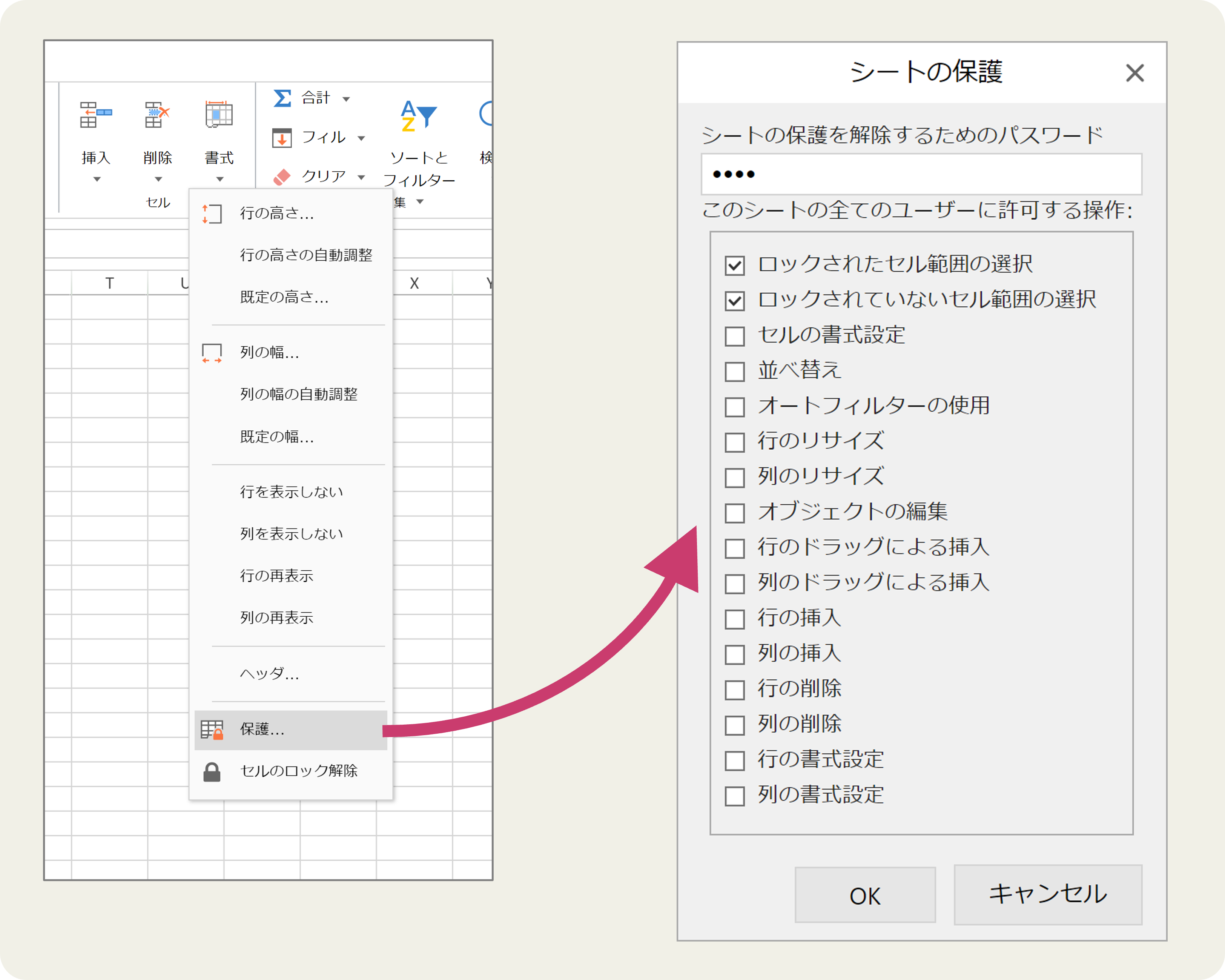 シートの保護