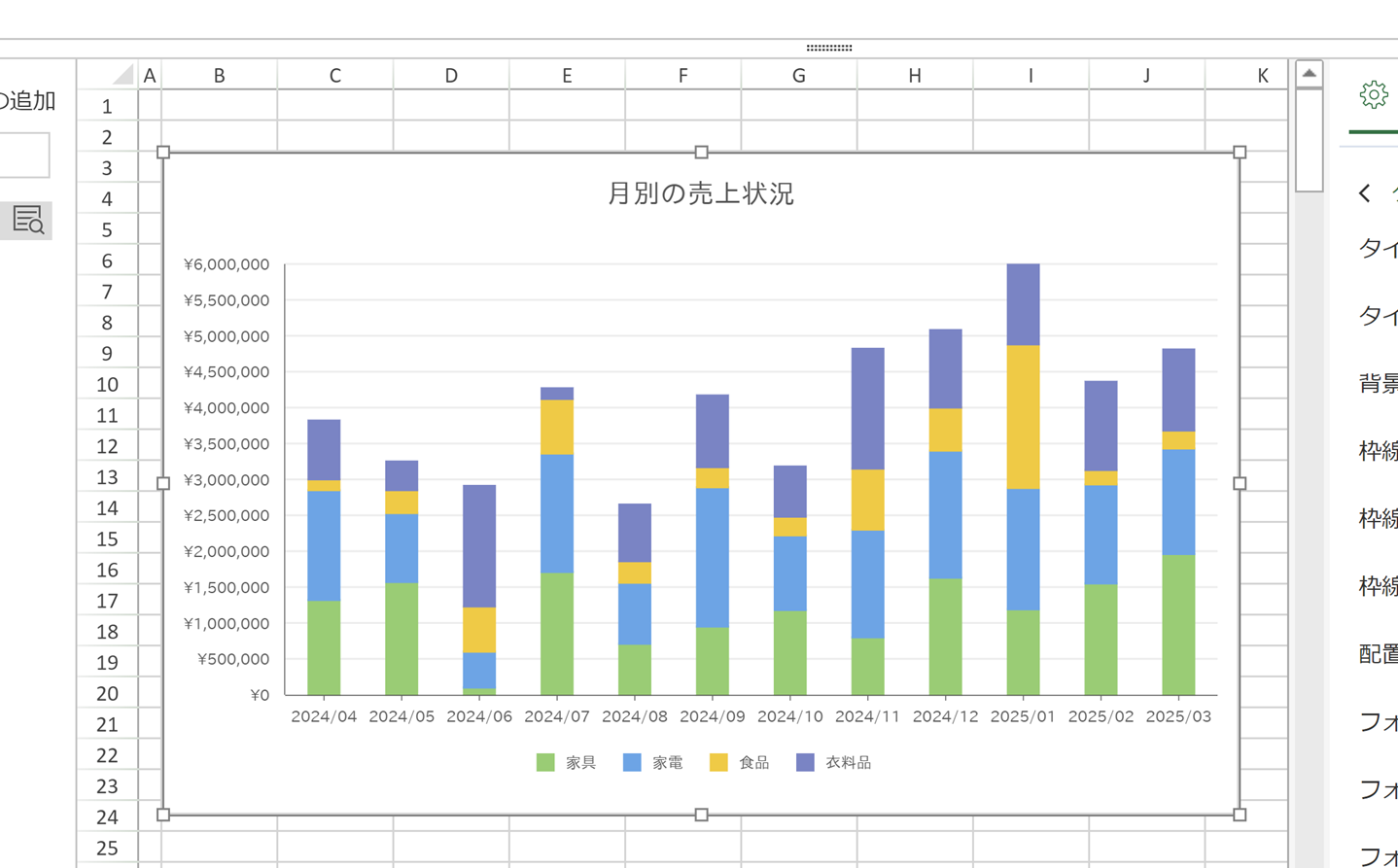 積み上げ縦棒チャート