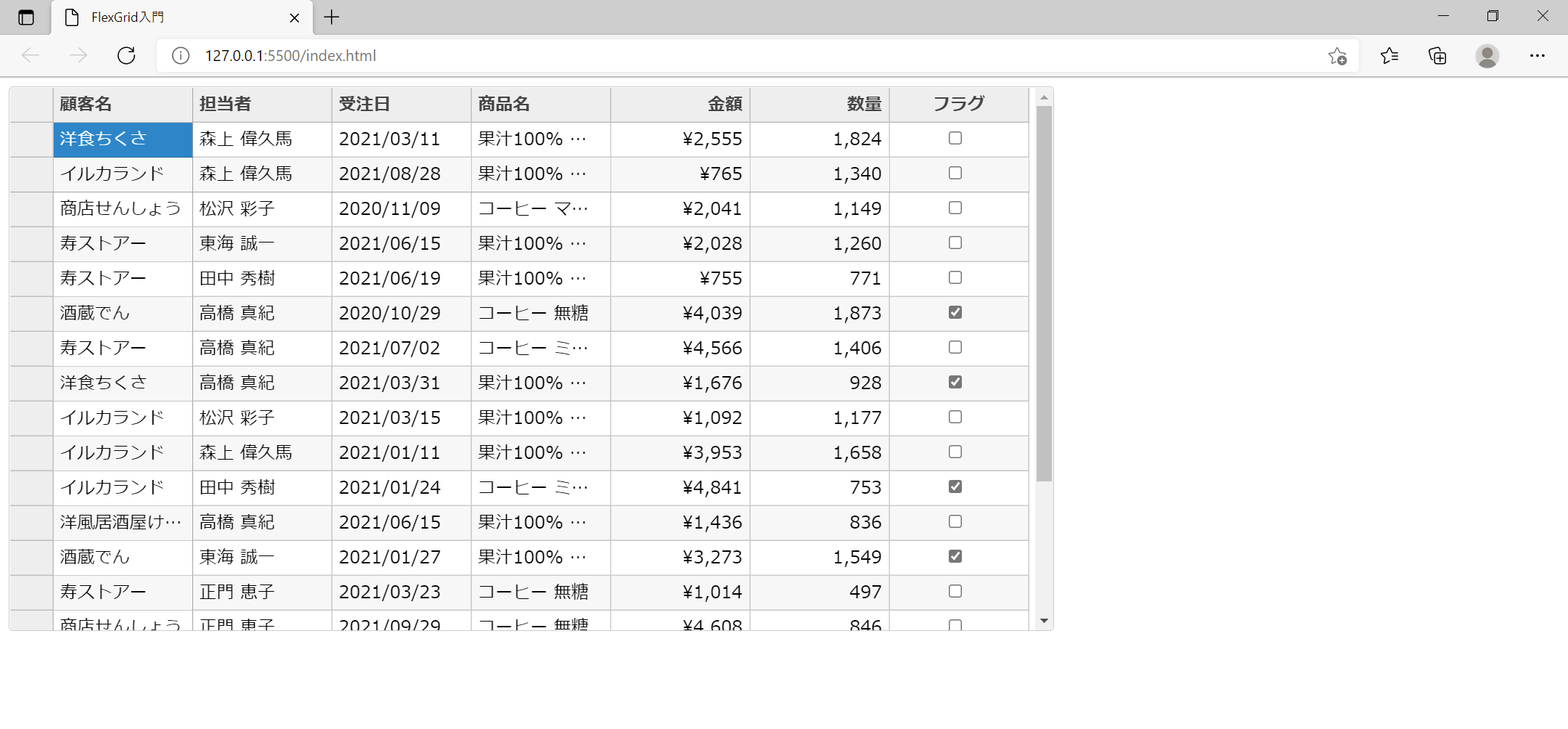 FlexGridの幅と高さを調整