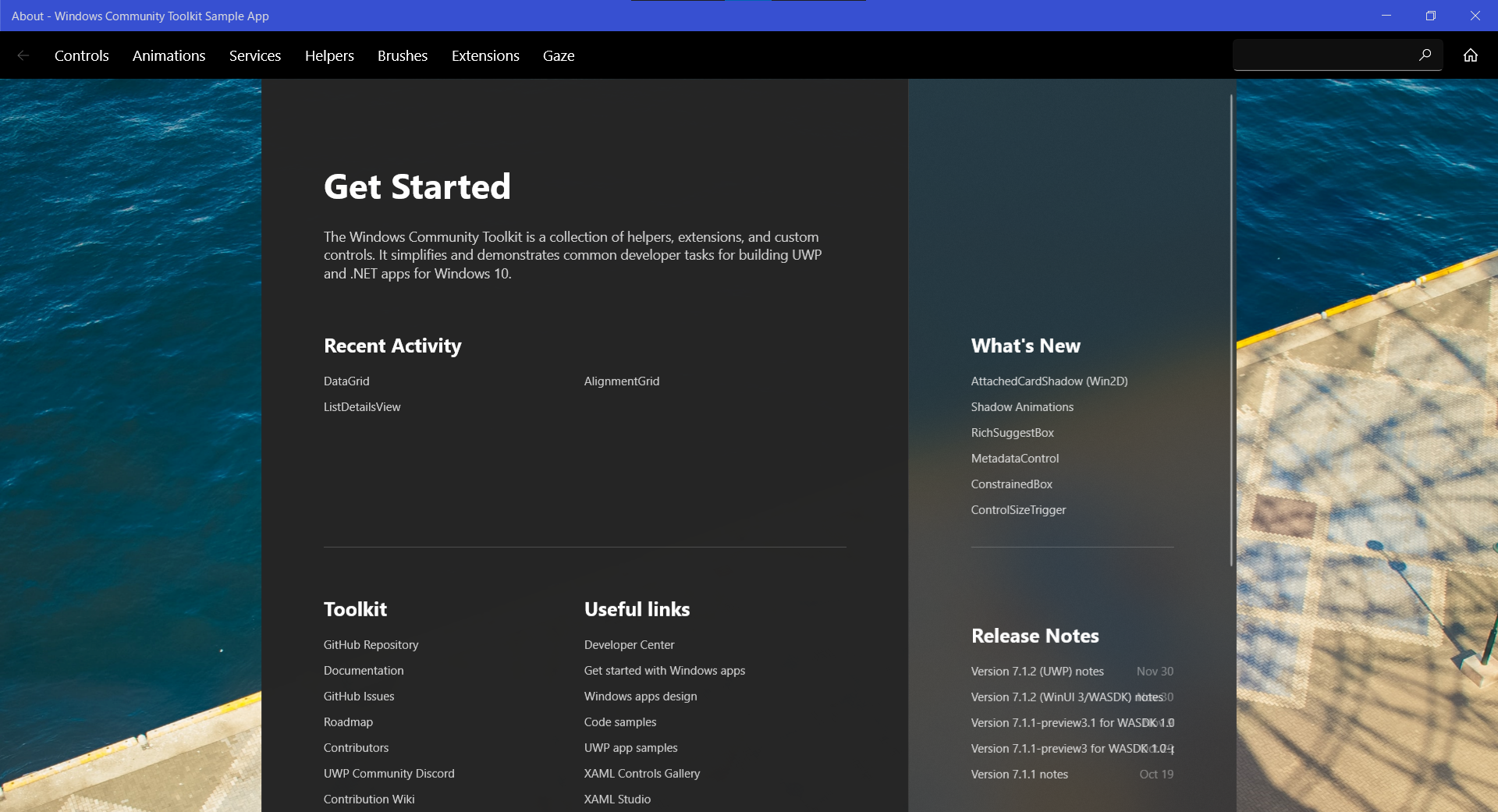 Windows Community Toolkit Sample App