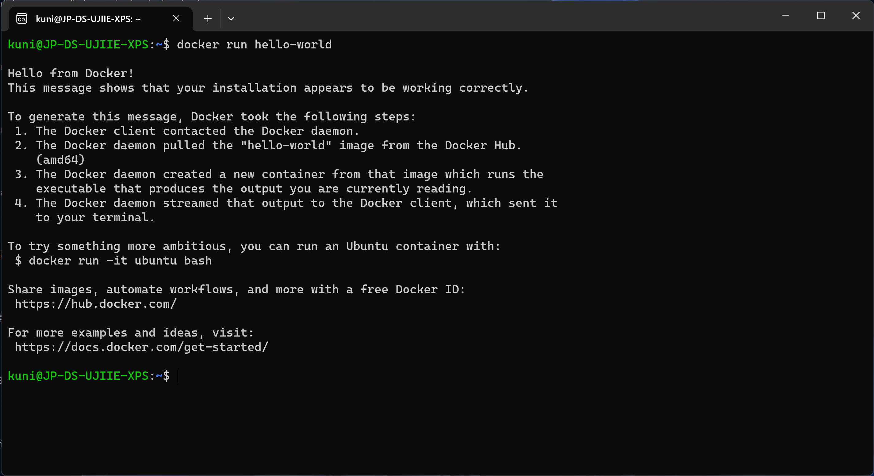 Dockerの公式イメージを起動