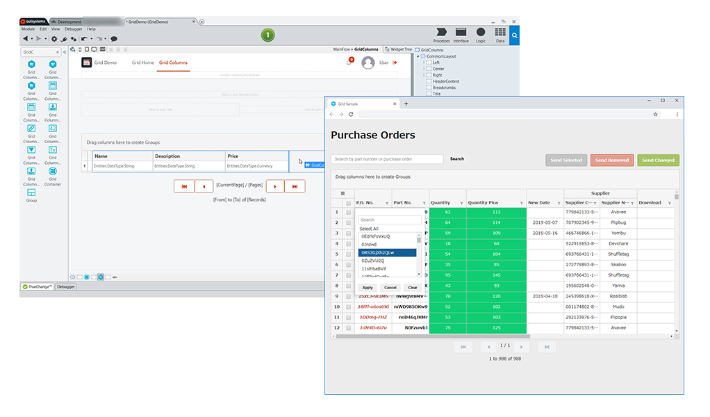 OutSystemsで利用できるData Grid