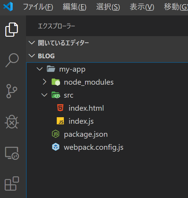 各種パッケージインストール後のファイル構成