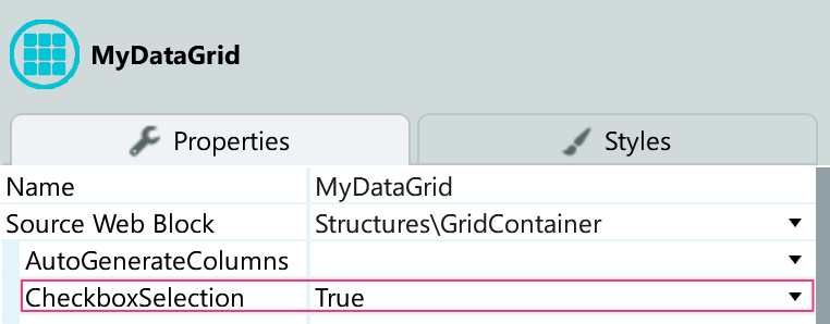 CheckboxSelectionプロパティの設定