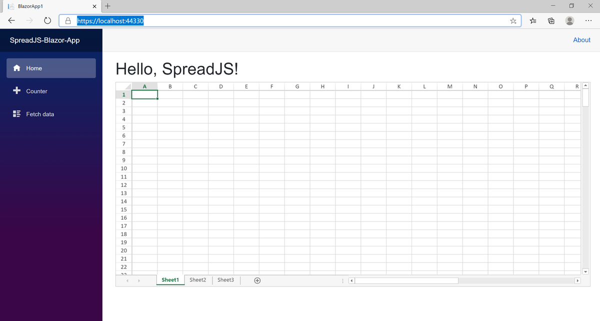 BlazorでSpreadJSを表示