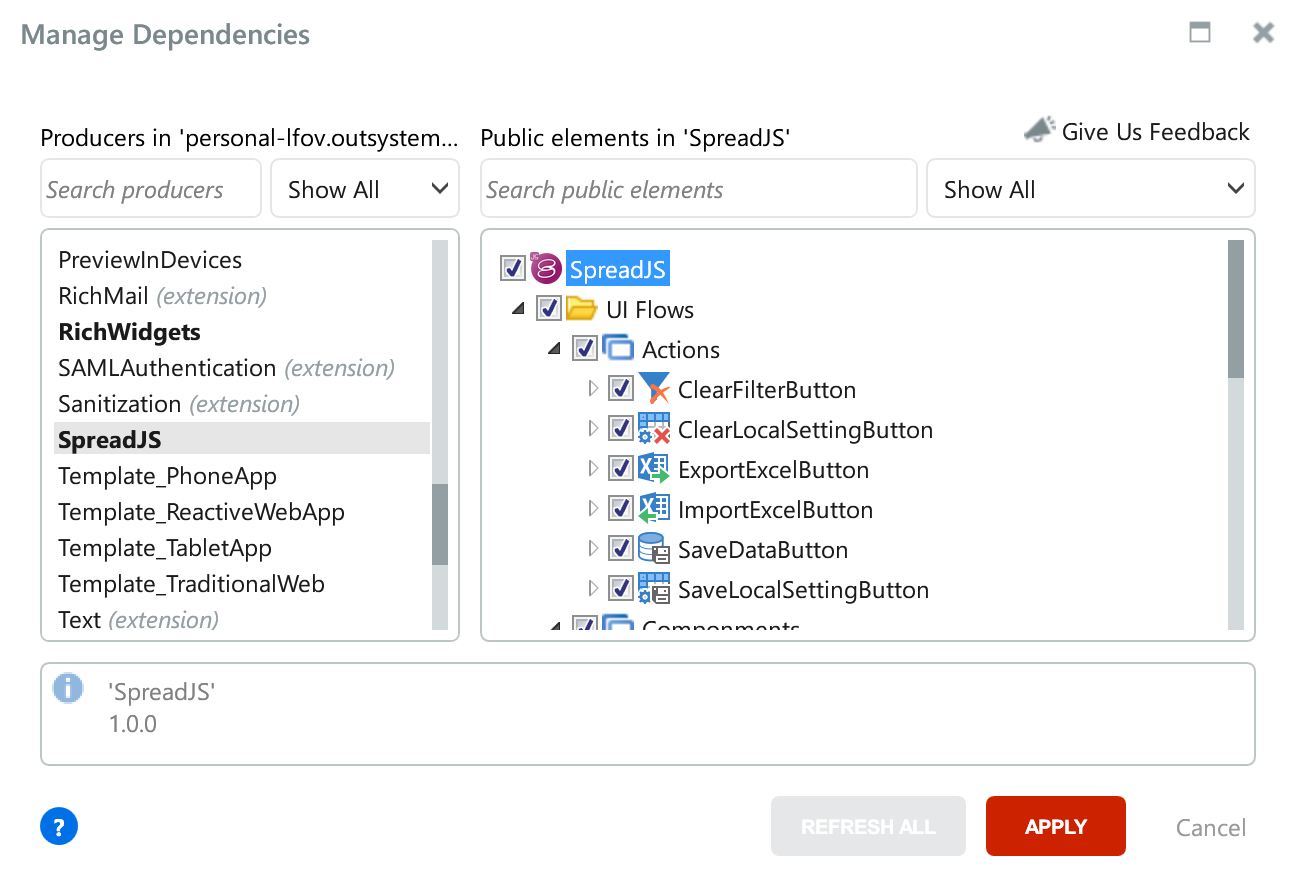 SpreadJS for OutSystemsの参照