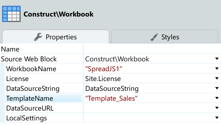 WorkBookへのテンプレート設定